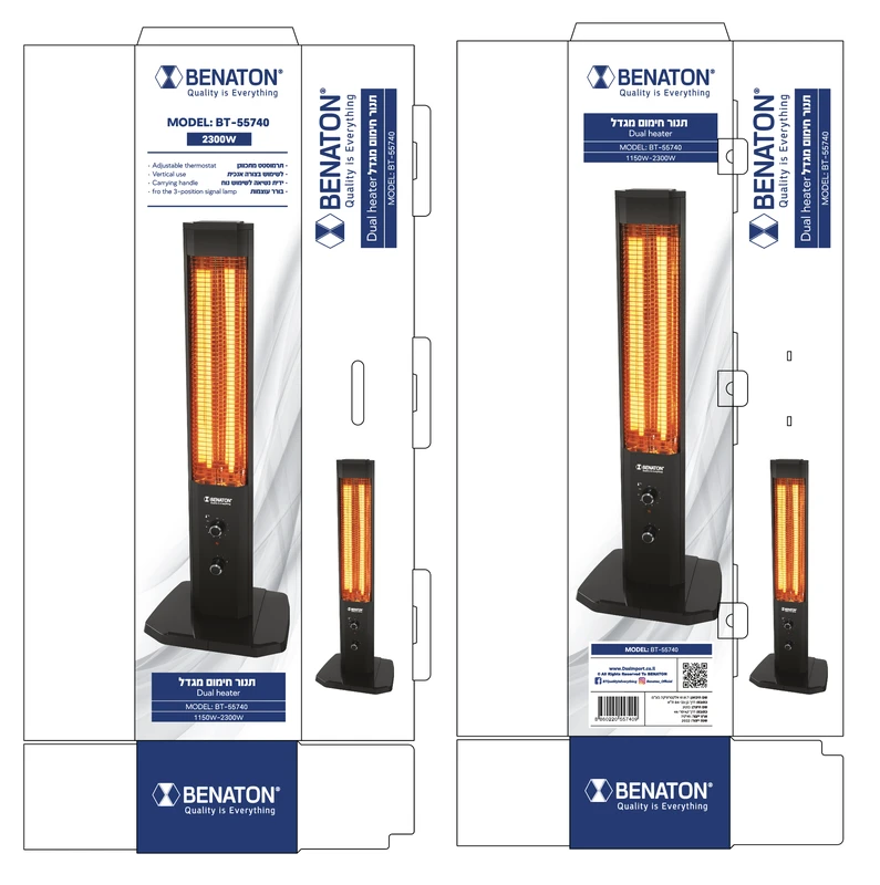 תנור חימום מגדל 1150W-2300W BENATON דגם BT-55740 – תמונה 2