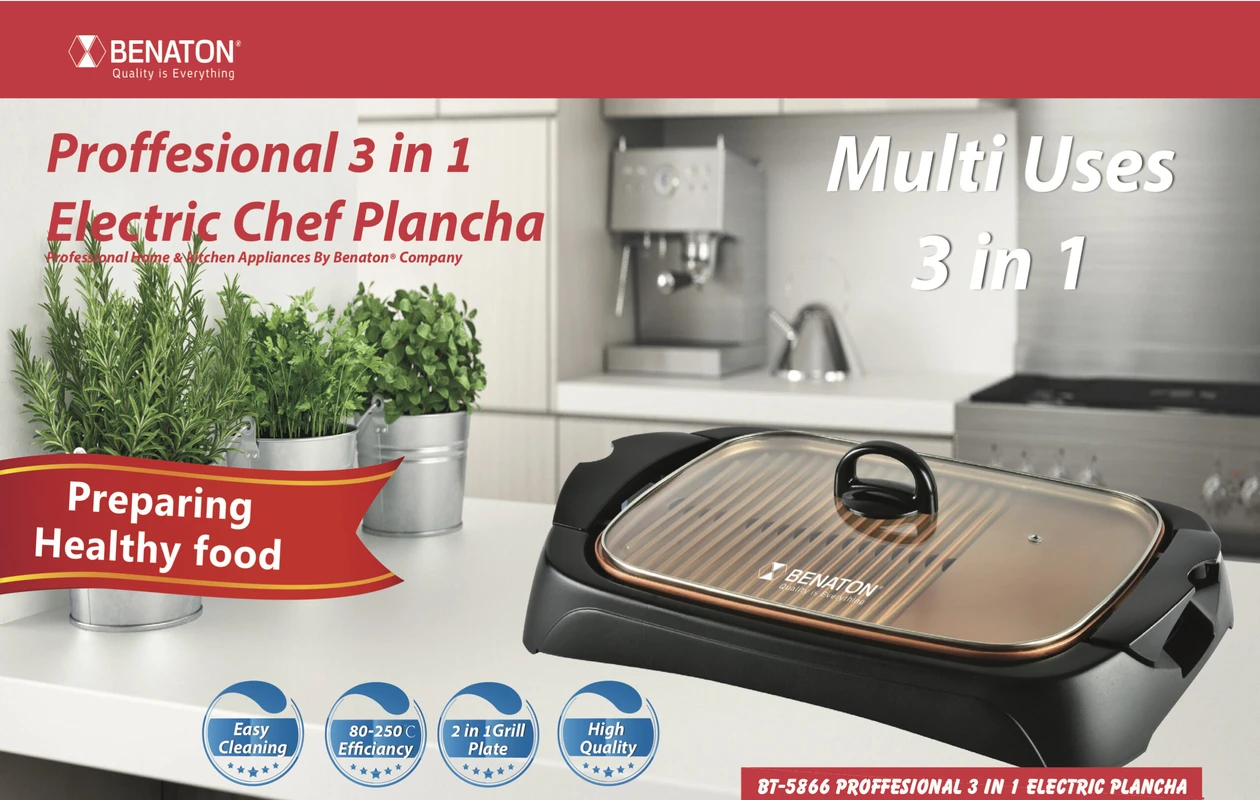 פלנצ׳ת שף מקצועית 3 ב 1 BENATON BT-5866 – תמונה 4