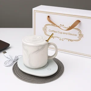 סט כוס חשמלית מעוצבת – כולל תחתית חימום USB