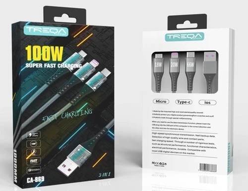 כבל נתונים משולב 3 ב-1 TREQA CA-869