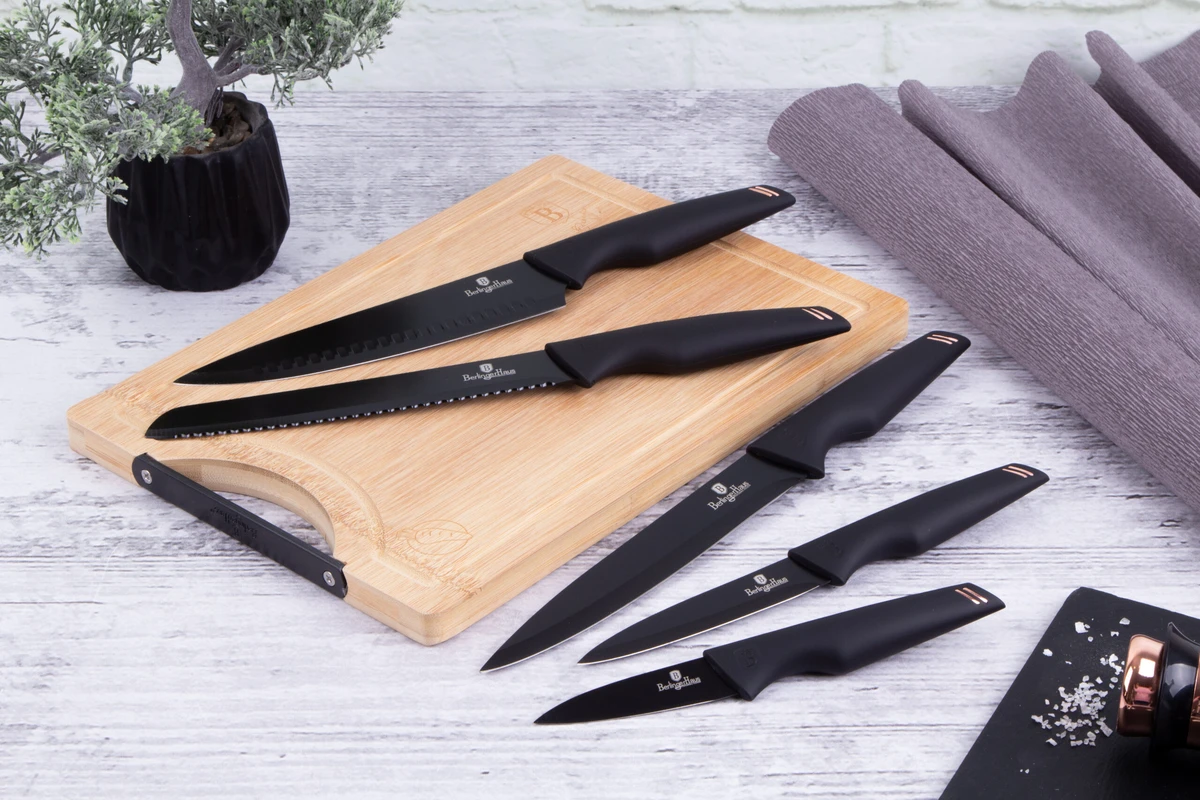 סט 5 סכינים + קרש חיתוך איכותי BH-2708