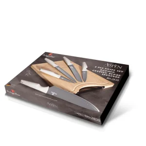 סט 5 סכינים + קרש חיתוך עץ 2838-BH