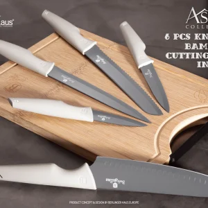 סט 5 סכינים + קרש חיתוך עץ 2838-BH