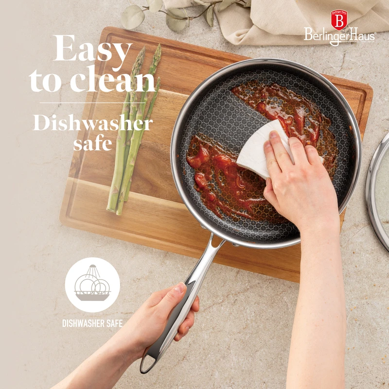 מחבת עמוקה עם מכסה זכוכית – קוטר 24 ס״מ Berlinger Haus – תמונה 5