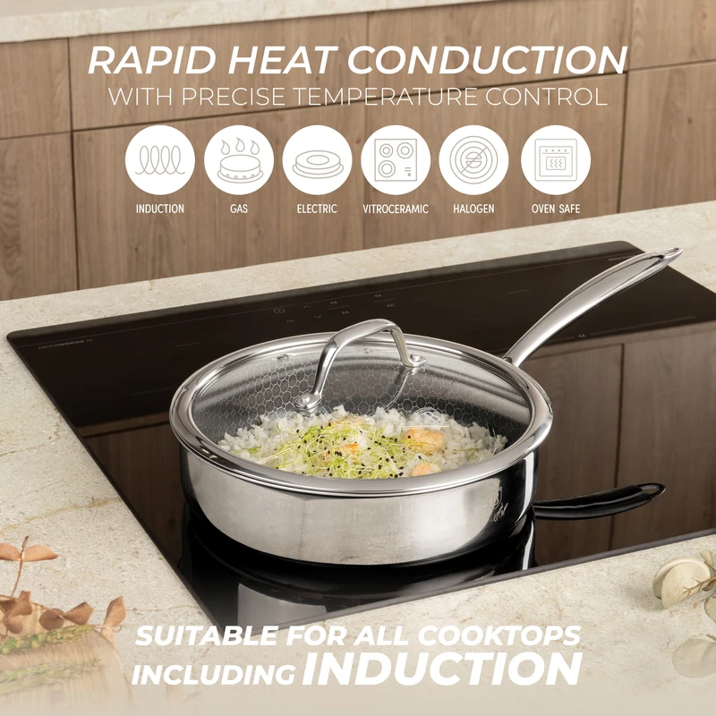 מחבת עמוקה עם מכסה זכוכית – קוטר 24 ס״מ Berlinger Haus – תמונה 7