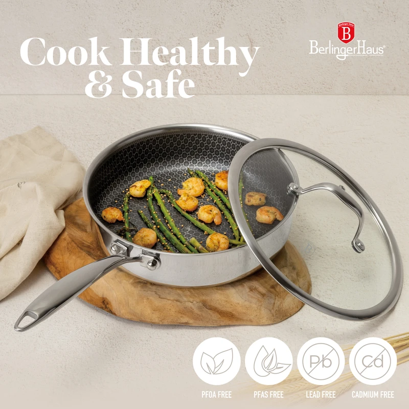 מחבת עמוקה עם מכסה זכוכית – קוטר 24 ס״מ Berlinger Haus – תמונה 9