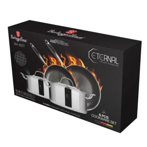 סט סירים ומחבתות נירוסטה היברידי 6 יח'  Berlinger Haus