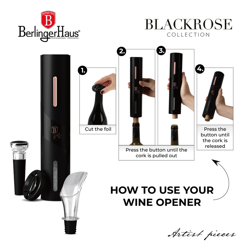 סט פותחן יין חשמלי 4-ב-1 KI-1010 Berlinger Ha – תמונה 6