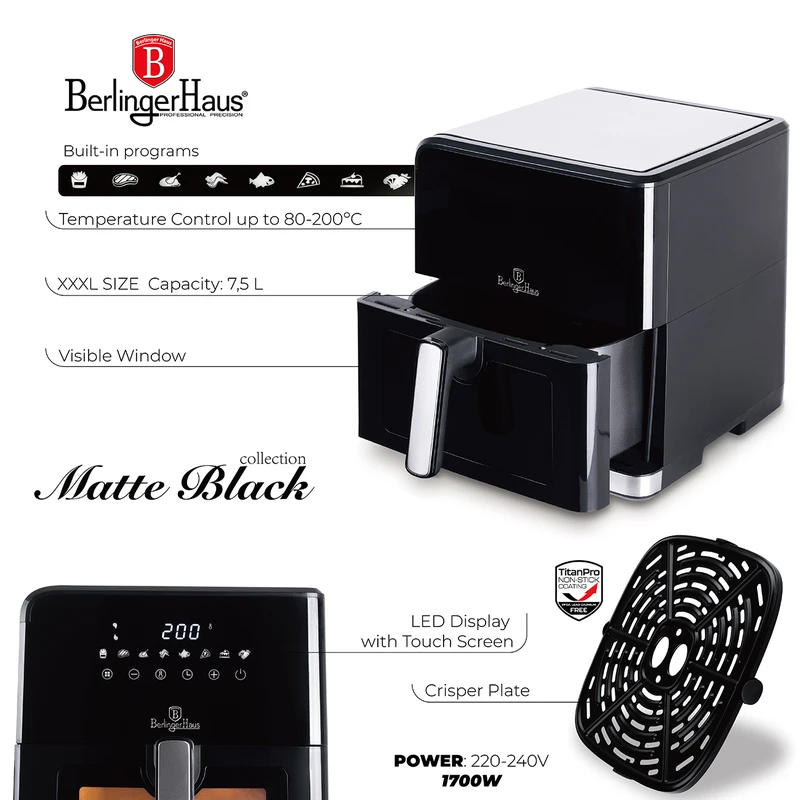 אייר פרייר דיגיטלי 7.5 ליטר עם חלון צפייה BH9470 Berlinger Haus – תמונה 6