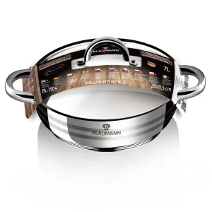 סוטאז' נירוסטה יוקרתי 28 ס"מ עם מכסה זכוכית  BLAUMANN