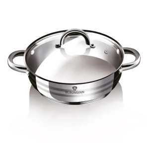 סוטאז' נירוסטה יוקרתי 28 ס"מ עם מכסה זכוכית  BLAUMANN