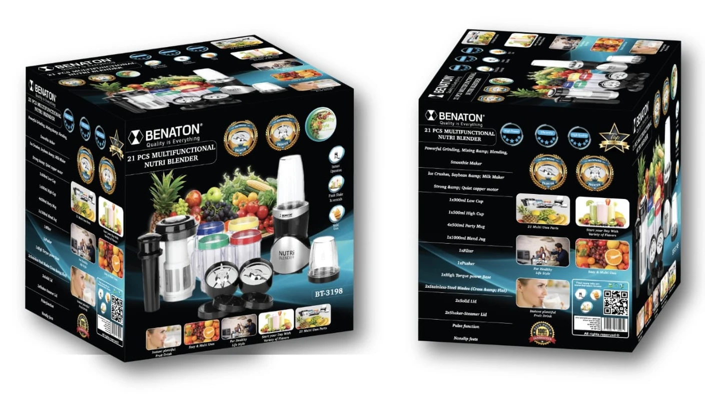 בלנדר Compact עם 21 חלקים מבית בנטון BENATON BT-3198 – תמונה 3