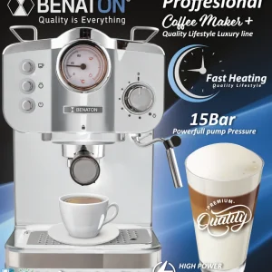 BT-5013 מכונת קפה ביתית מקצועית 15Bar + מד לחץ ומקציף
