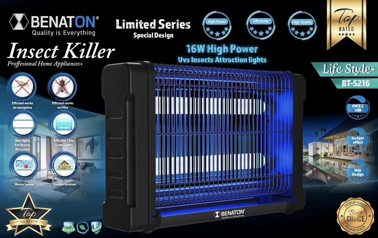 קטלן יתושים 16W איכותי מבית BENATON BT-5216 – תמונה 2