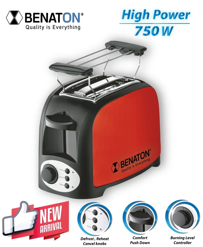 טוסטר (מצנם) קופץ 3 ב-1 חימום | הפשרה | מתקן לחימום מאפים מבית BENATON BT-6002 – תמונה 3