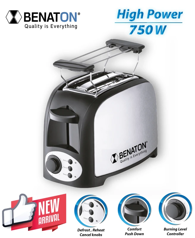 טוסטר (מצנם) קופץ 3 ב-1 חימום | הפשרה | מתקן לחימום מאפים מבית BENATON BT-6002