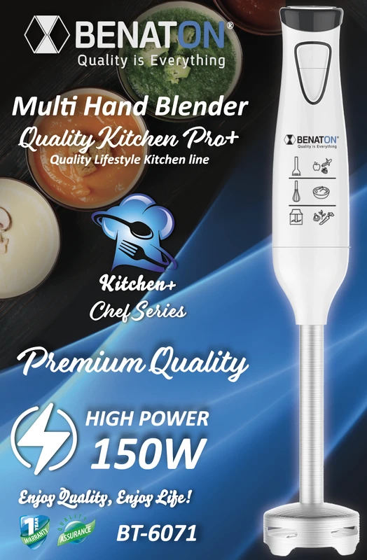 150W BT-6071 מולטי בלנדר מוט +Quality Kitchen Pro – תמונה 2