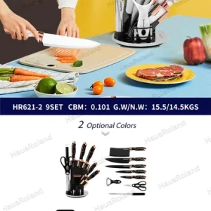 סט 8 סכינים איכותי + בסיס מסתובב HR621-2