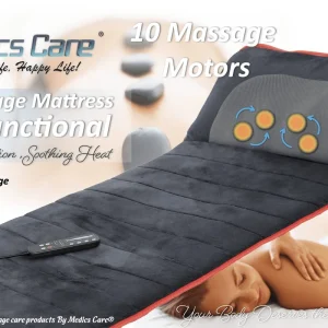 מזרן עיסוי Smart Care עם 10 מנועי עיסוי חימום ורטט + כרית עיסוי שיאצו מולטי פונקציונאלית MC-3803A מבית Medics Care