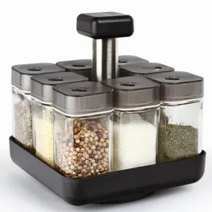 סט מעמד תבלינים מסתובב עם 8 צנצנות