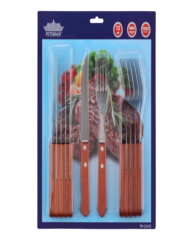 סט 6 סכינים ו6 מזלגות סטייק PH-22432 PETERHOF. – תמונה 2