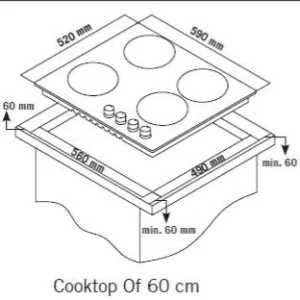 כיריים 4 להבות זכוכית GERMAINE GER-HOB-4-ZONE-GLB
