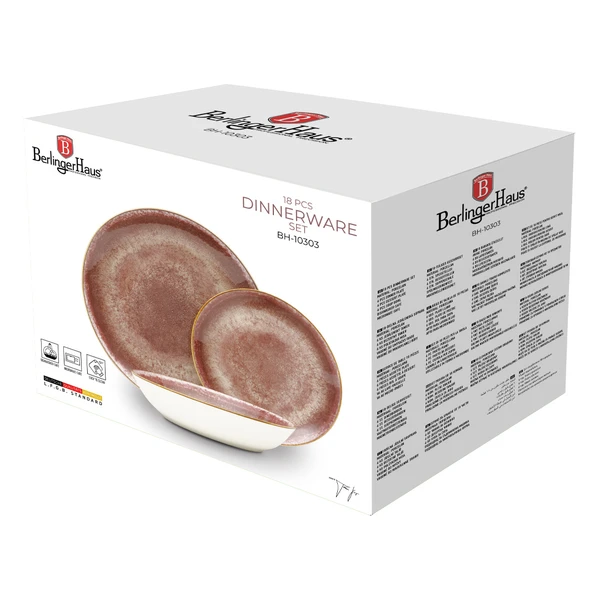 סט כלי אוכל 18 חלקים פורצלן BH10303 Berlinger haus Rose Gold – תמונה 3