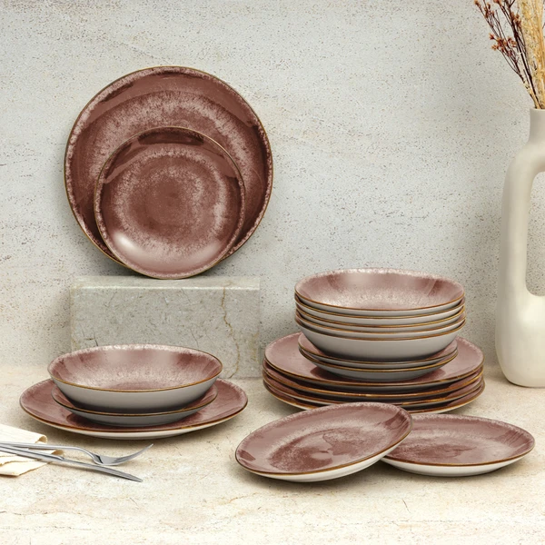 סט כלי אוכל 18 חלקים פורצלן BH10303 Berlinger haus Rose Gold – תמונה 6