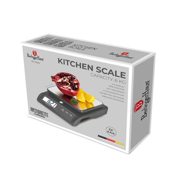 משקל מטבח דיגיטלי 6 ק״ג Berlinger Haus BH9920 – תמונה 2