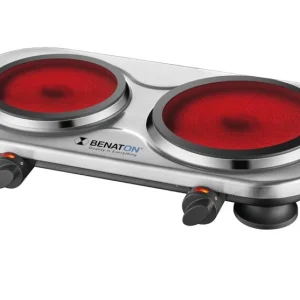 כיריים כפולות קרמיות 2000W + ידיות מתקפלות מבית BENATON דגם BT-1063