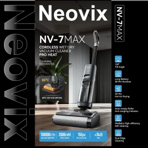 שואב שוטף אלחוטי חכם Neovix NV-7 MAX – ניקוי רטוב ויבש בטכנולוגיית PRO HEAT