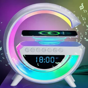 שעון רמקול Bluetooth עם תאורת LED חכמה וטעינה אלחוטית NY-5026