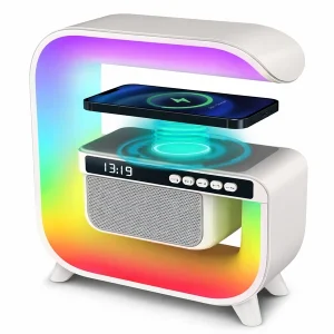 שעון רמקול Bluetooth עם תאורת LED חכמה וטעינה אלחוטית NY-G3MINI