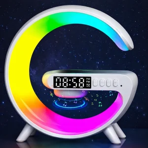 שעון רמקול Bluetooth עם תאורת LED חכמה וטעינה אלחוטית NY-G63