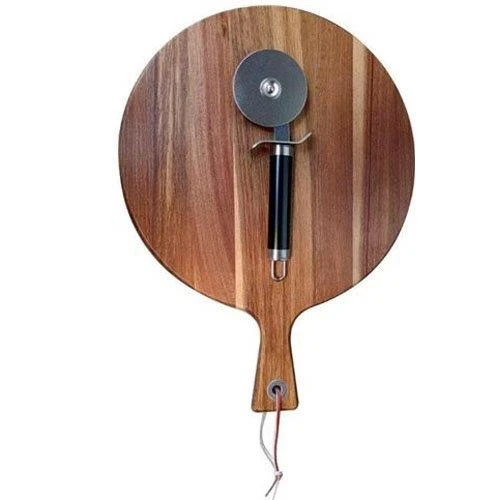 סט קרש חיתוך מעץ עם סכיןפיצה